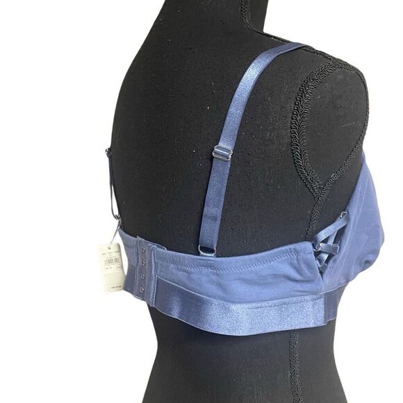 Aerie French Blue Square Neck Ribbon Detail Bralette N0464 - Picture 3 of 5